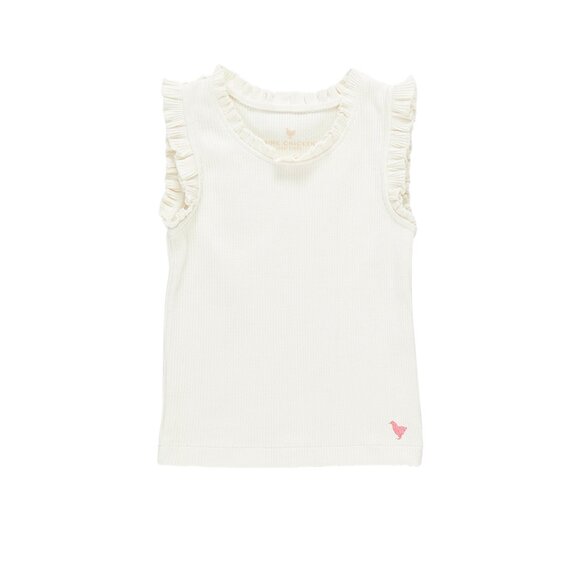 Pink Chicken Other - Pink Chicken- Girls Organic Ruffle Rib Tank in Gardenia White
